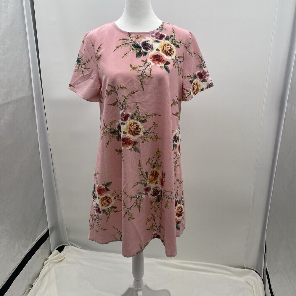 SHEIN Floral Printed Casual/Everyday/Beach Vacation Dress Pink Size Small